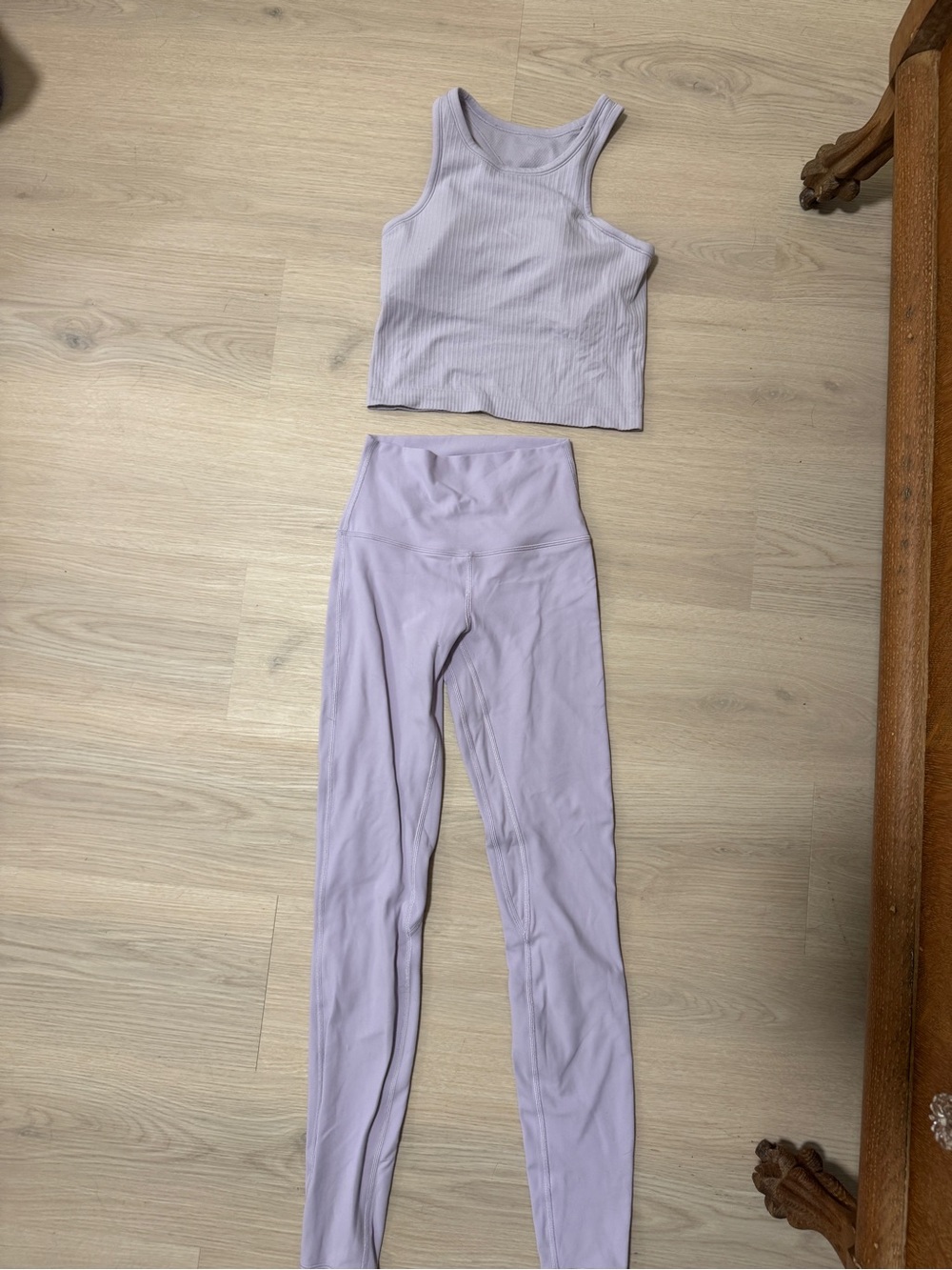 LuluLemon Lavender High-Waist Leggings and Ribbed Tank Set